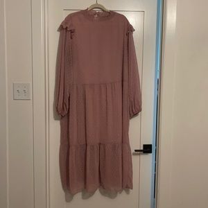 A pink midi dress